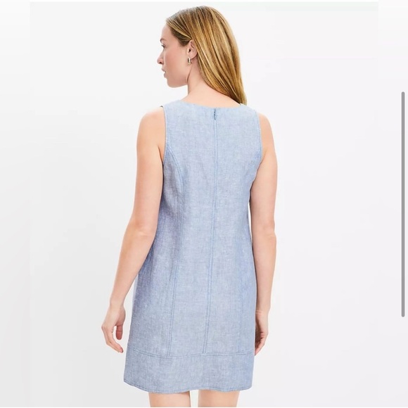 LOFT Chambray Linen Pocket Sheath Dress | Size 2 - Picture 11 of 12